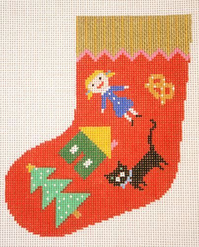 Birds of a Feather Christmas Morning Red Needlepoint Canvas