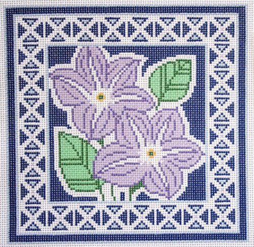 Lee's Needle Arts Violet on Blue Needlepoint Canvas
