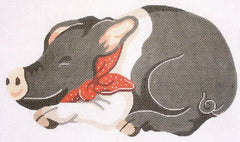 Silver Needle Black Pig Pillow Needlepoint Canvas