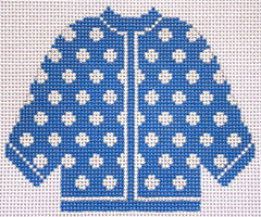 Silver Needle Blue w White Polka Dot Needlepoint Canvas