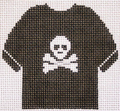 Silver Needle Black Jolly Roger Tshirt Needlepoint Canvas