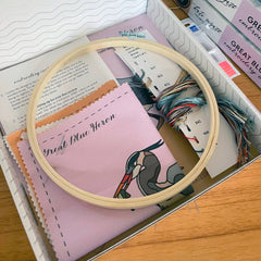 Kate Wyatt Fine Art Great Blue Heron Embroidery Kit