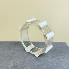 Vintage Clear and White Lucite Bangle Bracelet