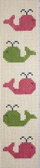 J. Child Designs Pink and green whales bookmark Needlepoint Canvas