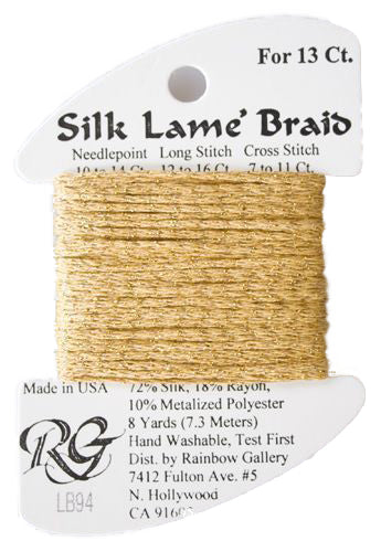 Rainbow Gallery Silk Lame Braid 13 - 094 True Gold