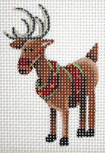 Rebecca Wood Designs Quartering Reindeer Needlepoint Canvas