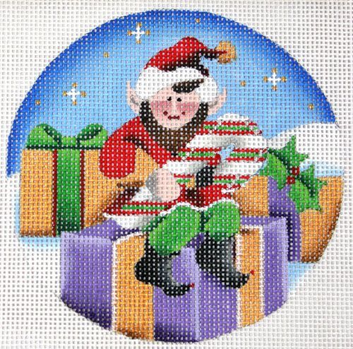 Rebecca Wood Designs Candy Cane Elf Needlepoint Canvas