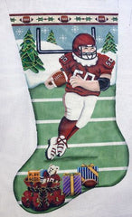 Rebecca Wood Designs Football Santa Stocking Needlepoint Canvas - 13M