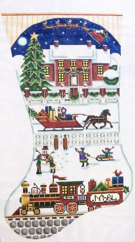 Rebecca Wood Designs Christmas in the Village Needlepoint Canvas