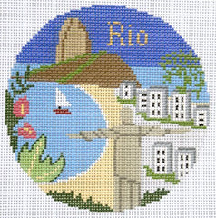 Silver Needle Travel Round Rio Ornament Needlepoint Canvas