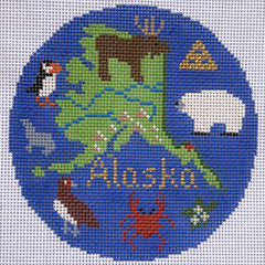 Silver Needle Travel Round Alaska Ornament Needlepoint Canvas