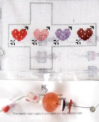 Kathy Schenkel Designs Valentine Hearts Tiny Cube Needlepoint Canvas with Embellishments