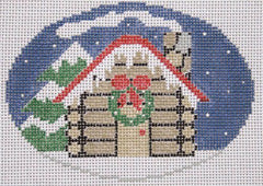 Kathy Schenkel Designs Log Cabin Oval Needlepoint Canvas