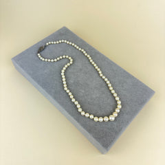 Vintage Graduated Single Strand Pearl Necklace with Sterling Silver and Pearl Clasp