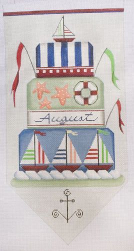 Rebecca Wood Designs Aug Banner Cake Needlepoint Canvas