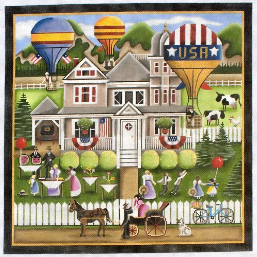 Rebecca Wood Designs Hot Air Balloons Needlepoint Canvas
