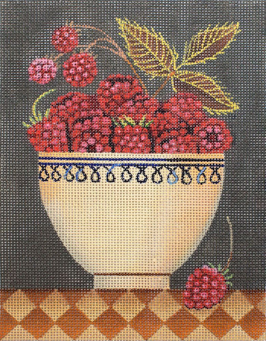 Painted Pony Designs Cup of Raspberries Needlepoint Canvas