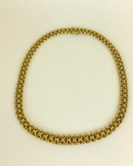 Vintage 18k Gold Mesh Necklace with Floral Detail