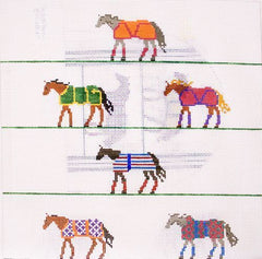 The Meredith Collection Horse Blankets Satchel Medium Needlepoint Canvas