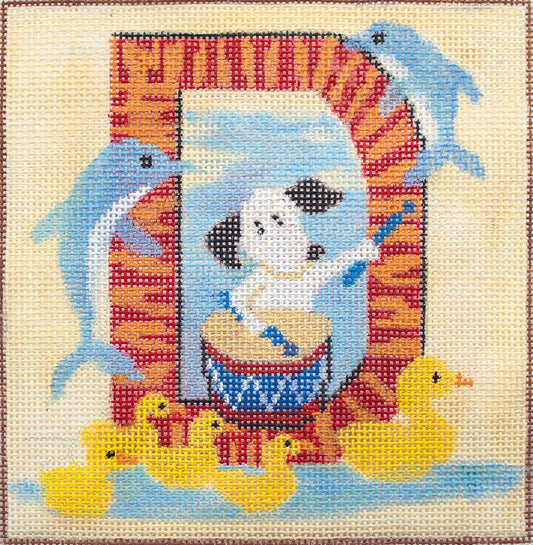 Melissa Prince Designs Dog Letter D Needlepoint Canvas