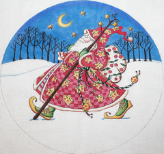 Painted Pony Designs Mary Engelbreit Beige House Needlepoint Canvas Olde World Santa w/ Bckgrnd Needlepoint Canvas