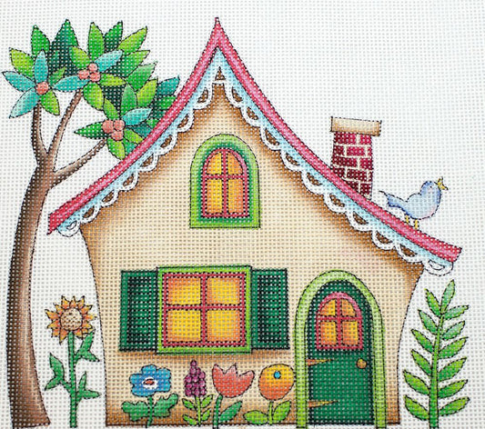 Painted Pony Designs Mary Engelbreit Beige House Needlepoint Canvas Tan House Needlepoint Canvas