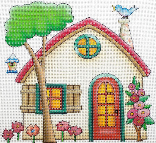 Painted Pony Designs Mary Engelbreit Beige House Needlepoint Canvas