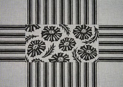 JP Needlepoint Black & White Flowers & Stripes Brick Needlepoint Canvas