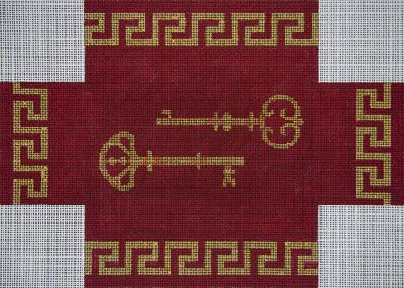 JP Needlepoint Keys to Her Heart in Red Needlepoint Canvas
