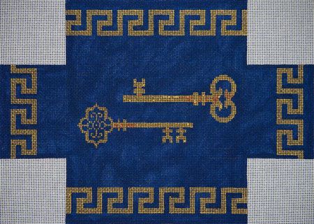 JP Needlepoint Keys to His Heart in Blue Needlepoint Canvas