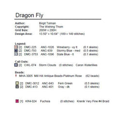 The Wishing Thorn Flower Dragonfly Cross Stitch Pattern