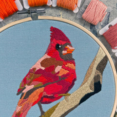 Kate Wyatt Fine Art Cardinal Embroidery and Beadwork Kit