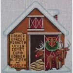 Rebecca Wood Designs Reindeer Barn Needlepoint Canvas