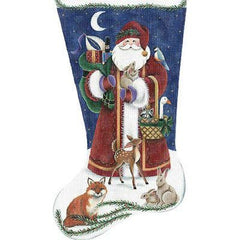 Rebecca Wood Designs Woodland Santa Stocking Needlepoint Canvas - 13M