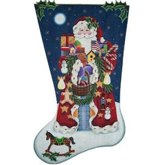 Rebecca Wood Designs Americana Santa Stocking Needlepoint Canvas - 13M