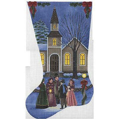 Rebecca Wood Designs Christmas Carolers Stocking Needlepoint Canvas - 13M
