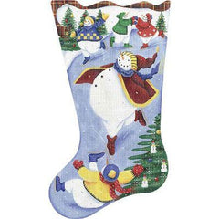Rebecca Wood Designs Skating Snowman Stocking Needlepoint Canvas - 13M