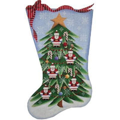 Rebecca Wood Designs Santa Tree Stocking Needlepoint Canvas