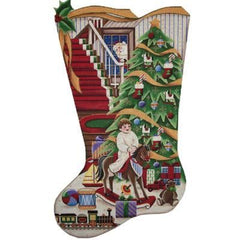 Rebecca Wood Designs Rocking Christmas Boy Needlepoint Canvas - 13M