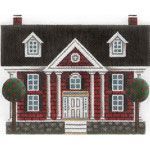 Rebecca Wood Designs Red Brick Cottage Needlepoint Canvas
