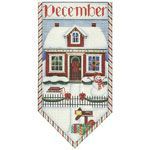 Rebecca Wood Designs Christmas Cottage Bannerr Needlepoint Canvas