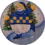 Rebecca Wood Designs Skating Snowman Needlepoint Canvas