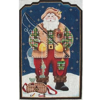 Rebecca Wood Designs Fishing Santa g Needlepoint Canvas
