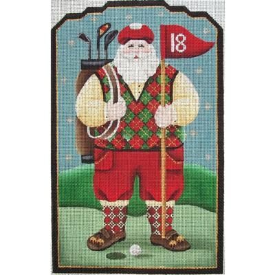 Rebecca Wood Designs Golfing Santa h Needlepoint Canvas