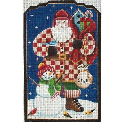 Rebecca Wood Designs Bird Watcher Santa- o Needlepoint Canvas