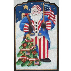 Rebecca Wood Designs Patriotic Santa-p Needlepoint Canvas