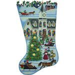 Rebecca Wood Designs Town Square Christmas Stocking Needlepoint Canvas - 13M