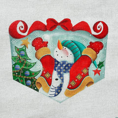 Rebecca Wood Designs Snowman with Tree Stocking Cuff Needlepoint Canvas - 18M