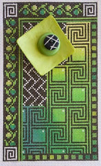 Mindy's Needlepoint Factory Asian Design on Green Needlepoint Canvas