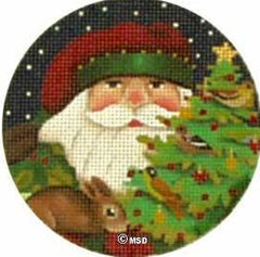 Melissa Shirley Designs Santa Face with Bunny Needlepoint Canvas